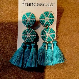 Francesca Fringe turquoise  earrings. Nwt